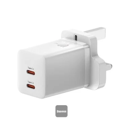 Os-Baseus Gan5 Pro Fast Charger C+C 40W Uk Moon White